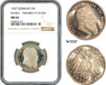 AK319, Germany, Baden, Frederick I, 2 Mark 1907, Death of Frederick I, Silver, NGC MS66