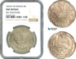 AK339, Mexico, 8 Reales 1845 PI AM, Potosi Mint, Silver, NGC UNC Details