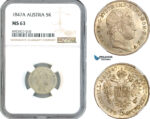 AK348, Austria, Ferdinand I, 5 Kreuzer 1847 A, Vienna Mint, Silver, NGC MS63