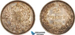 AK388, Finland, Alexander III. of Russia, 25 Pennia 1894, Helsinki Mint, Lightly cleaned, AU-UNC