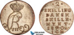 AK410, Norway, Christian VII, 2 Skilling 1802 IGM, Kongsberg Mint, Silver, AU