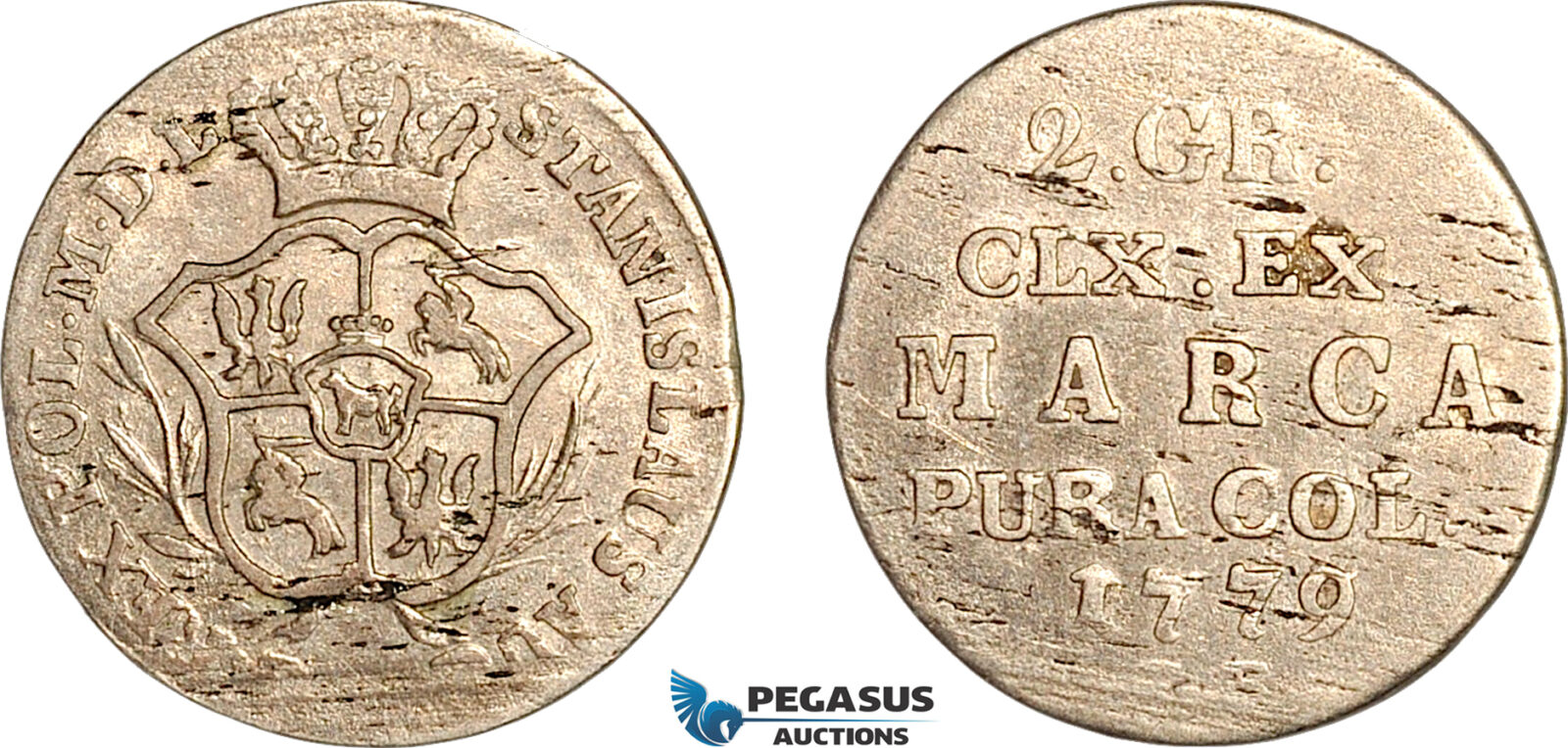 AK412, Poland, Stanislaw II Augustus, 2 Groschen 1779, Warsaw Mint, Silver, XF