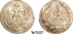 AK413, Poland, Nicholas I. of Russia, 5 Groszy 1840 MW, Warsaw Mint, Silver, Lightly cleaned AU