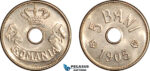 AK415, Romania, Carol I, 5 Bani 1905, Brussels Mint, Light scratch, UNC