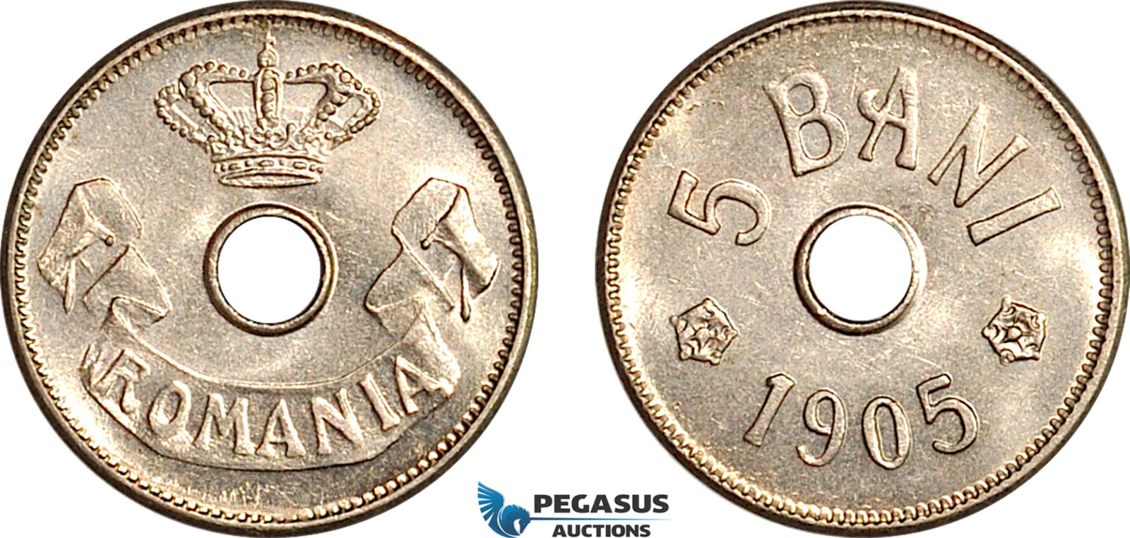 AK415, Romania, Carol I, 5 Bani 1905, Brussels Mint, Light scratch, UNC