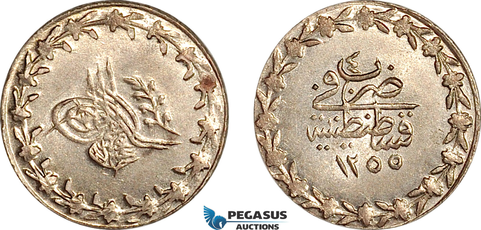 AK434, Turkey, Ottoman Empire, Abdülmecid, 20 Para AH1255/4, Kostantiniye Mint, Billon, UNC