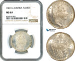 AK440, Austria, Franz Joseph, 1 Florin 1861 A, Vienna Mint, Silver, NGC MS63