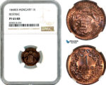 AK477, Hungary, Restrike 1 Krajczar 1868 KB, Kremnitz Mint, NGC PF65RB