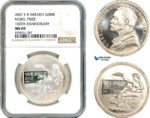 AK511, Sweden, Nobel Prize Centennial 200 Kronor 2001, Stockholm, Silver, NGC MS69