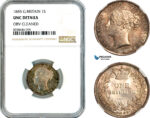AK521, Great Britain, Victoria, 1 Shilling 1845, London Mint, Silver, NGC UNC Details