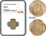 AK589, Bulgaria, 20 Stotinki 1952, Sofia Mint, NGC MS64