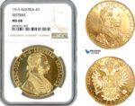AK606, Austria, Franz Joseph, Restrike 4 Ducats 1915, Vienna Mint, Gold, NGC MS68