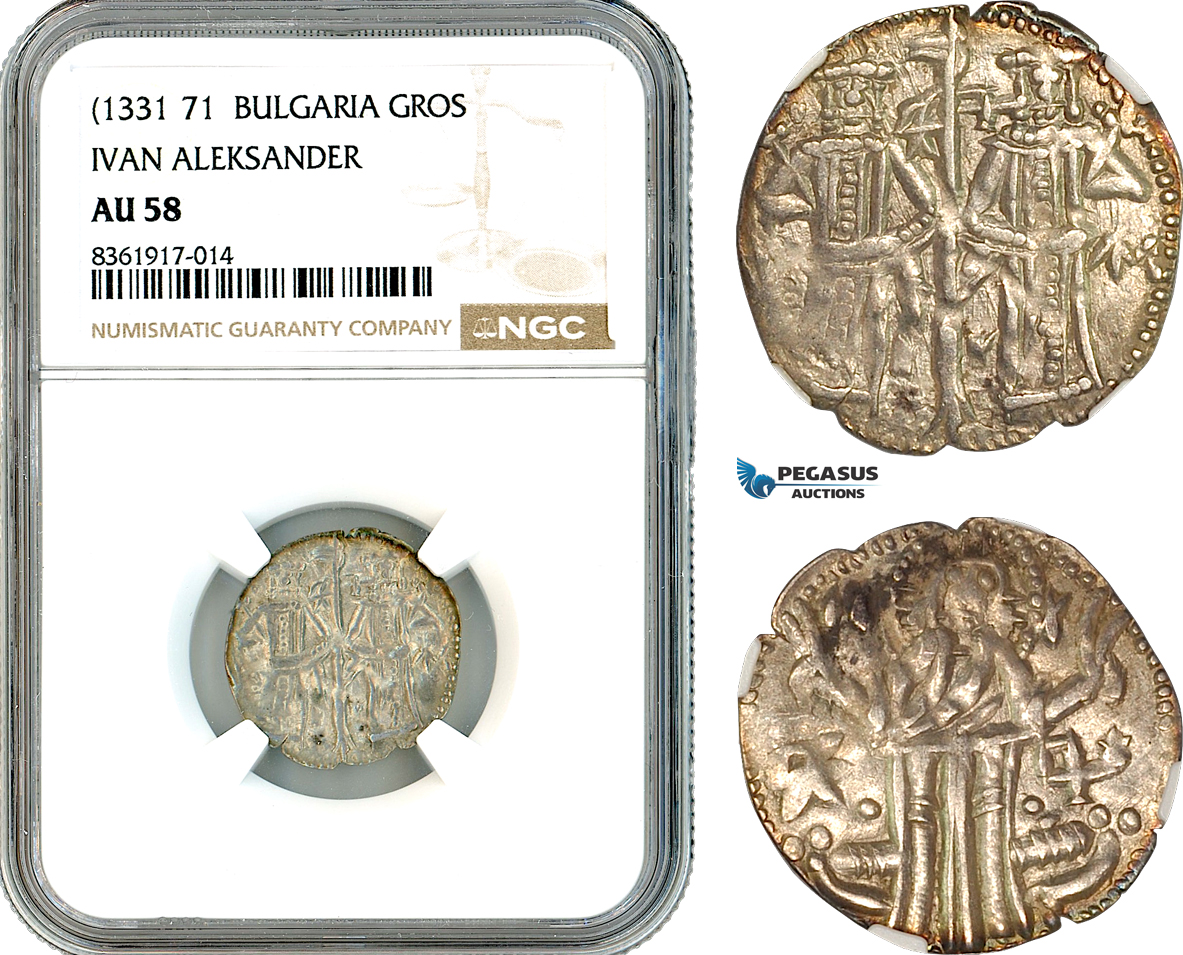 AK622, Bulgaria, Ivan Alexander, Gros ND (1331-71) Silver, NGC AU58