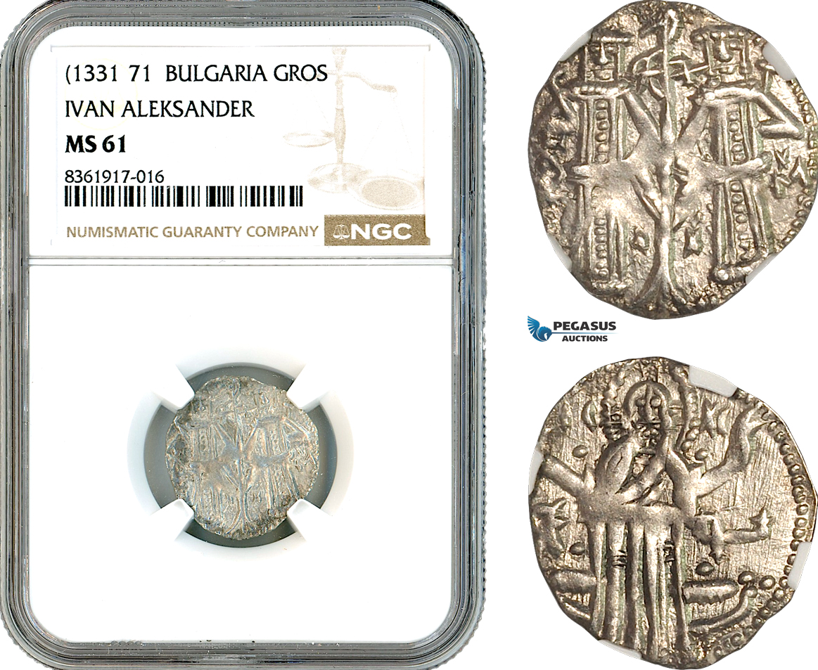 AK624, Bulgaria, Ivan Alexander, Gros ND (1331-71) Silver, NGC MS61