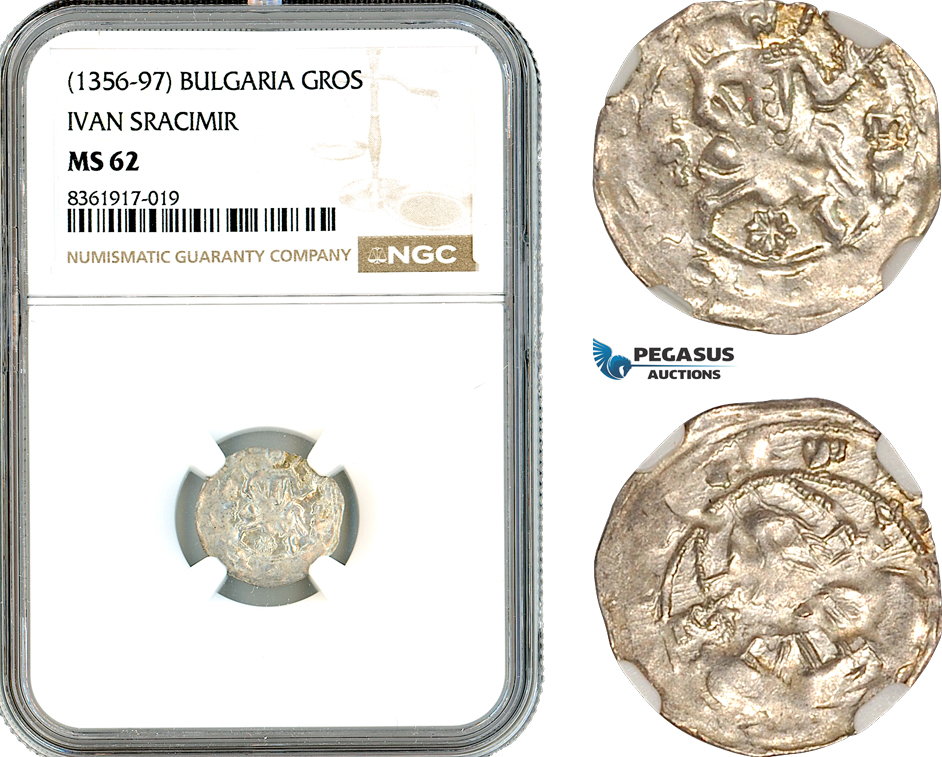 AK626, Bulgaria, Ivan Sracimir, Gros ND (1356-97) Silver, NGC MS62