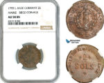 AK682, Germany, Mainz, Frederick Charles Joseph, 2 Sols 1793 L'AN 2, Siege Coinage, NGC AU58BN