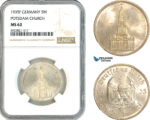 AK696, Germany, Third Reich, 5 Reichsmark 1935 F, Stuttgart Mint, Potsdam Church, Silver, NGC MS62