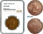 AK757, Austria, Franz II, 6 Kreuzer 1800 B, Kremnitz Mint, NGC AU55BN