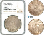 AK766, China, “Memento” Dollar 1927, Silver, L&M-49, 6 Pointed Stars, NGC MS64+