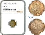 AK775, Germany, Empire, 20 Pfennig 1874 D, Munich Mint, Silver, NGC AU58
