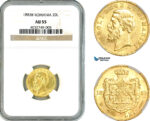 AK828, Romania, Carol I, 20 Lei 1883 B, Bucharest Mint, Gold, NGC AU55