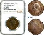 AK840, France, Napoleon III, Essai 10 Centimes module 1854 A, Paris Mint, S.M.I. Visite de la monnaie, NGC MS64BN