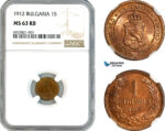 AK895, Bulgaria, Ferdinand I, 1 Stotinka 1912, Kremnica Mint, NGC MS63RB
