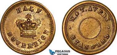 AK929, Great Britain, Victoria, Monetary Weight for 1/2 Sovereign (3.96g), EF-UNC