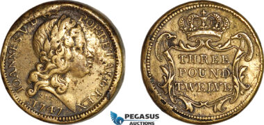 AK930, Portugal & Brazil, John V, 1747 Monetary Weight for 12800 Reis, Three Pound Twelve (28.52g), VF+