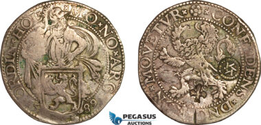 AK998, Netherlands, Holland, Lion Daalder (Taler) 1589, C/S (Hexagram & Fleur de Lis), Silver (26.78g) Possible for use in the Middle East, Light deposits, XF, Very Rare! *Ex. Schulman Auction 368, Lot: 673.