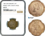 AL080, Germany, Brunswick-Lüneburg-Calenberg-Hannover, George III, 1/6 Taler 1807 GM, Clausthal Mint, Silver, NGC AU53