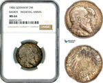 AL144, Germany, Baden, Friedrich, 2 Mark 1906, Wedding Anniv. Silver, NGC MS64