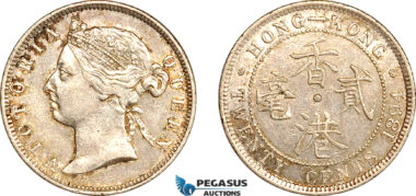 AL250, Hong Kong, Victoria, 20 Cents 1894, London Mint, Silver, Light cleaning, AU