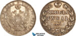 AL260, Russia, Nicholas I, 1 Rouble 1834 СПБ-НГ, St. Petersburg Mint, Silver, light cleaning, AU