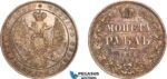 AL262, Russia, Nicholas I, 1 Rouble 1846 СПБ-ПА, St. Petersburg Mint, Silver, light cleaning, AU
