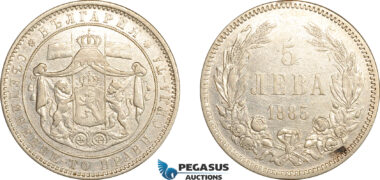 AL283, Bulgaria, Alexander I, 5 Leva 1885, St. Petersburg Mint, Silver, Cleaned, VF-XF