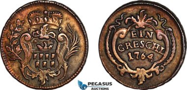AL289, Transylvania, Maria Theresia, 1 Greschl 1764, Karlsburg (Alba Iulia) Mint, Cleaned, AU, Rare!