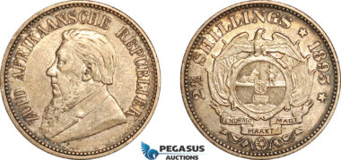AL292, South Africa (ZAR) 2 1/2 Shillings 1895, Pretoria Mint, Silver, XF-AU