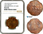 AL382, France, Louis XIV, Bronze Medal 1705, Paris Merchants - 1ST Corps, Ship, NGC MS64BN