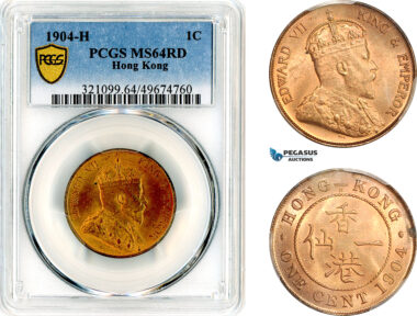 AL392, Hong Kong, Edward VII, 1 Cent 1904 H, Heaton Mint, PCGS MS64RD