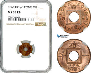 AL474, Hong Kong, Victoria, 1 Mil 1866, NGC MS65RB