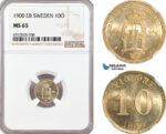 A6/485, Sweden, Oscar II, 10 Öre 1900 EB, Stockholm Mint, Silver, KM# 755, NGC MS65