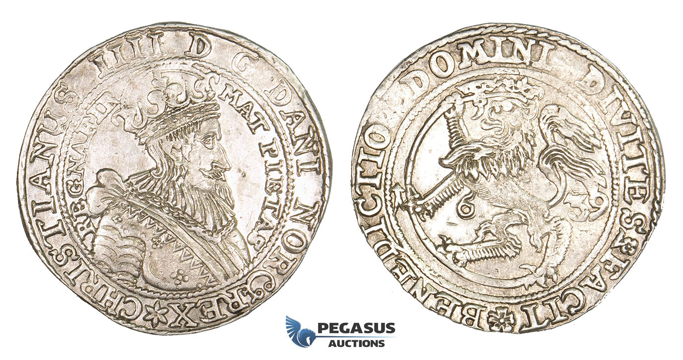 AA057, Norway, Christian IV, Speciedaler (Taler) 1639, Christiania, Silver (28.75g) NM 40, Lustrous aEF