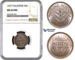 AA060, Palestine, 1 Mil 1927, London, NGC MS64BN