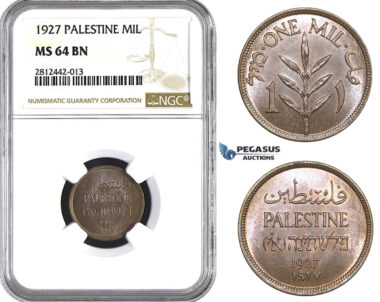 AA060, Palestine, 1 Mil 1927, London, NGC MS64BN