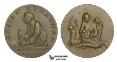 AA180, Finland & Sweden, Bronze Medal 1948 (Ø55.5mm, 85g) Ossian Schauman, Medicine, Nude Art
