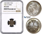 AA264, Serbia, M. Obrenovic III, 1 Para 1868, NGC MS65BN "TSHE" In Serbia