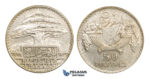 AA303, Lebanon, 50 Piastres 1929, Silver, AU