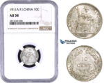 AA346-R, French Indo-China, 10 Centimes 1911-A, Paris, Silver, NGC AU58