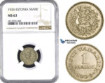 AA384, Estonia, 1 Mark 1926, NGC MS63